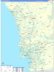 Greater San Diego Metro Area Wall Map Basic Style 2024